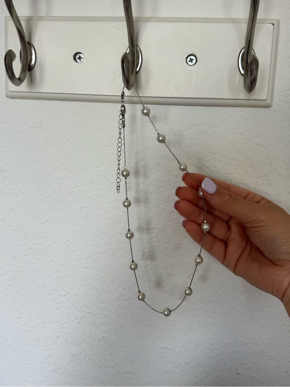 Delicate Silver Pearl Bead Necklace - Women Jewelry